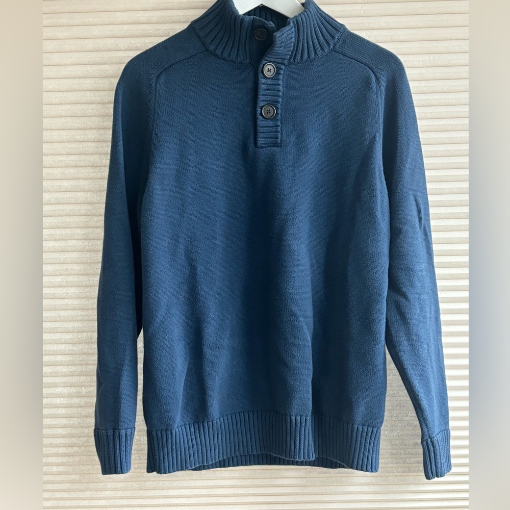 J.Crew 100% Cotton Knit Half-Button Mens Blue Sweater Size M